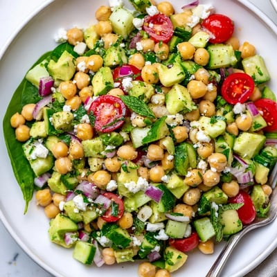 Chickpea Feta Avocado Salad